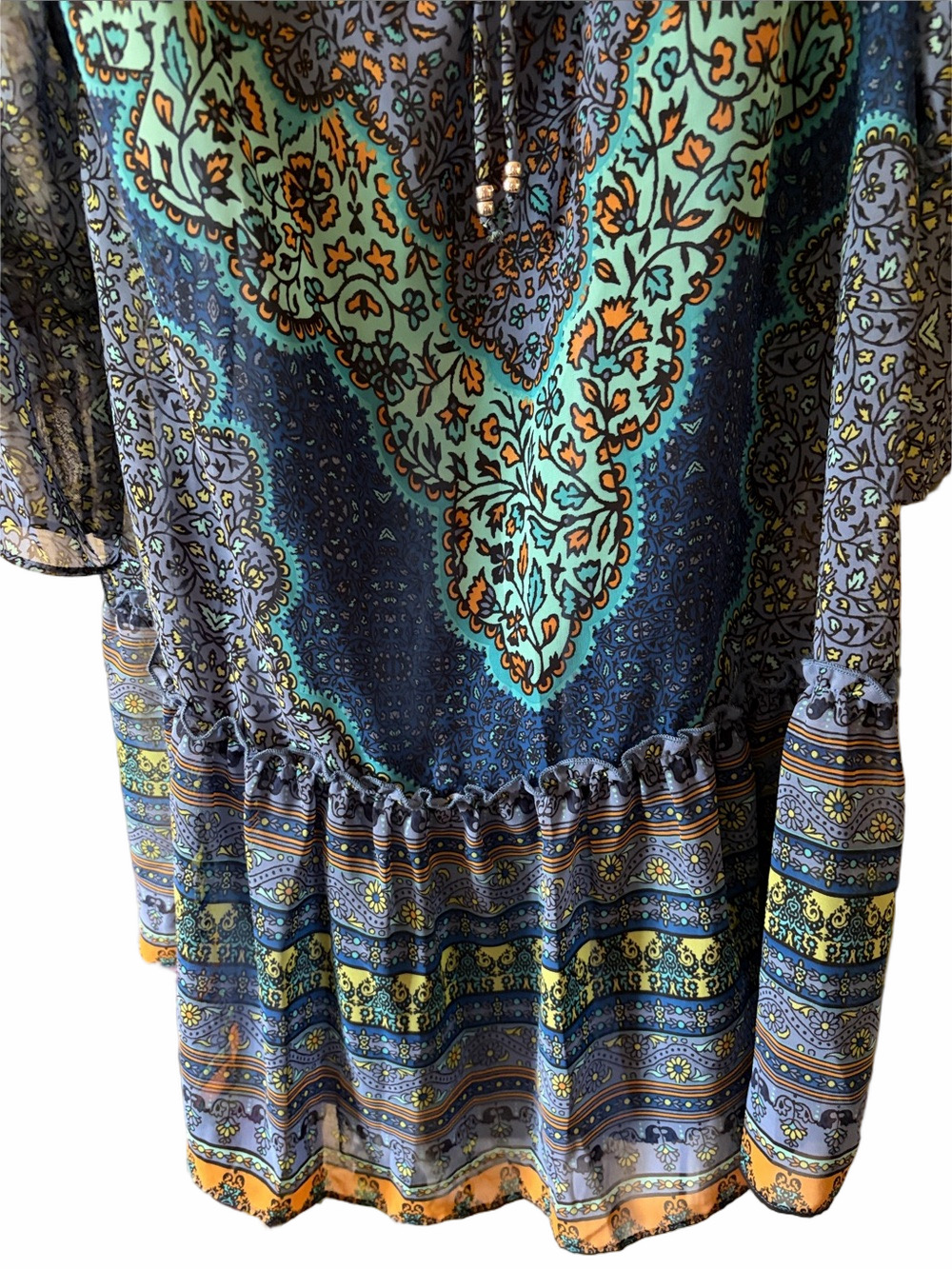Boho Sandra Darren paisley 3/4 sleeves off shoulder dress size 10. - Picture 4 of 4